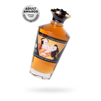 Масло для массажа Shunga Caramel Kisses, разогревающее, карамель, 100 мл