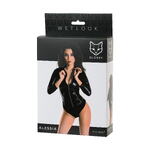 Боди Glossy Alessia из материала Wetlook на молнии, черное, S