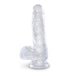 Прозрачный фаллоимитатор с мошонкой на присоске King Cock Clear 6 Cock with Balls